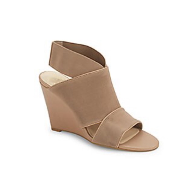 Vince Camuto Shoes - Vince Camuto strappy leather blend wedge nude sandals